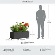 120cm Zinc Galvanised Matte Grey Trough Planter